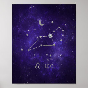 Zodiac Lila Leo   Kosmisches Astrologie Horoskop Poster