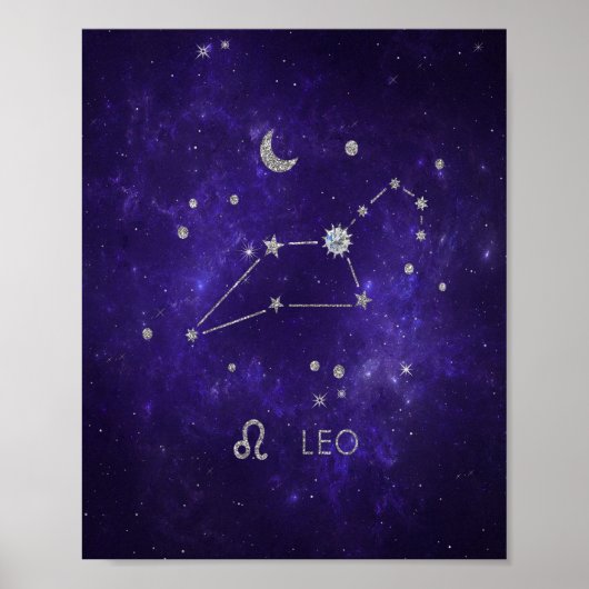 Zodiac Lila Leo | Kosmisches Astrologie Horoskop Poster (Vorne)