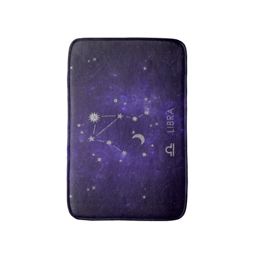 Zodiac Lila Libra | Kosmisches Astrologie Horoskop Badematte (Vorderseite Vertikal)