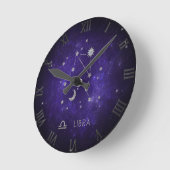 Zodiac Lila Libra | Kosmisches Astrologie Horoskop Runde Wanduhr (Winkel)