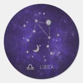 Zodiac Lila Libra | Kosmisches Astrologie Horoskop Runder Aufkleber (Vorderseite)
