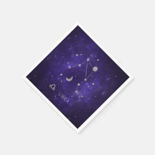 Zodiac Lila Libra | Kosmisches Astrologie Horoskop Serviette (Ecke)