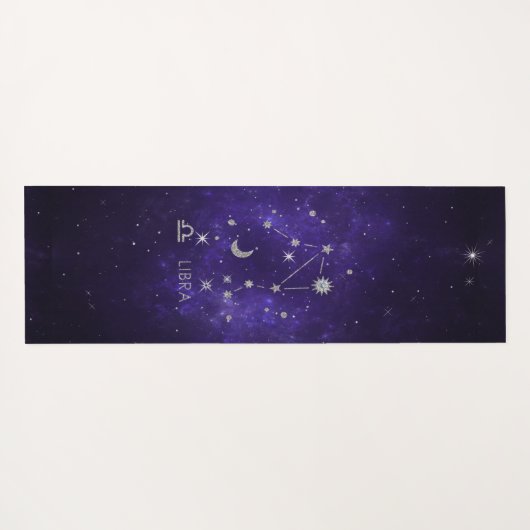 Zodiac Lila Libra | Kosmisches Astrologie Horoskop Yogamatte (Rückseite (Horizontal))