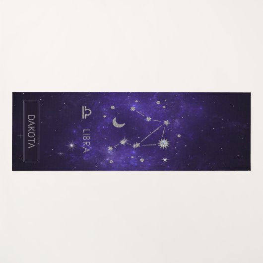 Zodiac Lila Libra | Kosmisches Astrologie Horoskop Yogamatte (Vorderseite (Horizontal))