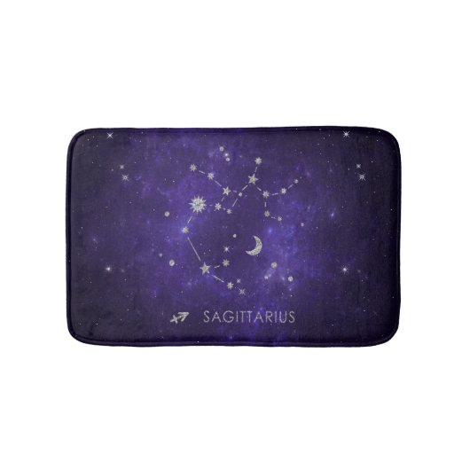 Zodiac Lila Sagittarius | Astrologie Horoskop Badematte (Vorderseite)