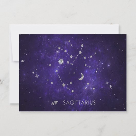 Zodiac Lila Sagittarius | Astrologie Horoskop Einladung (Rückseite)
