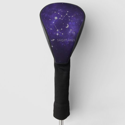 Zodiac Lila Sagittarius | Astrologie Horoskop Golf Headcover (Vorderseite)