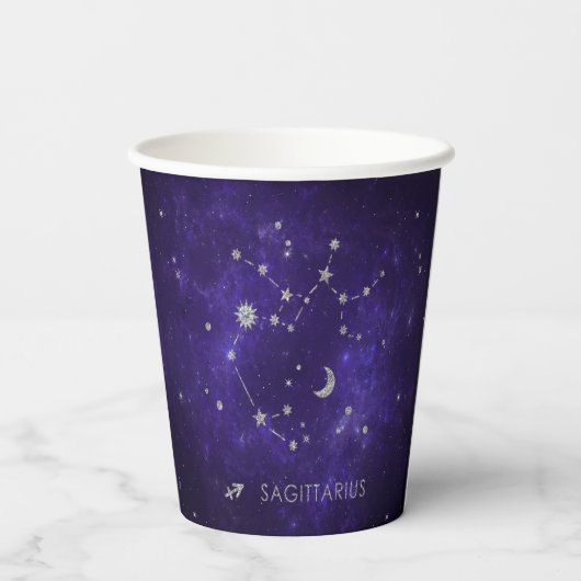 Zodiac Lila Sagittarius | Astrologie Horoskop Pappbecher (Rückseite)