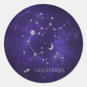 Zodiac Lila Sagittarius | Astrologie Horoskop Runder Aufkleber (Vorderseite)