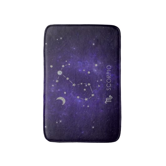 Zodiac Lila Scorpio | Kosmisches Astrologie Horosk Badematte (Vorderseite Vertikal)