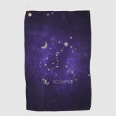Zodiac Lila Scorpio | Kosmisches Astrologie Horosk Golfhandtuch (Vorderseite)