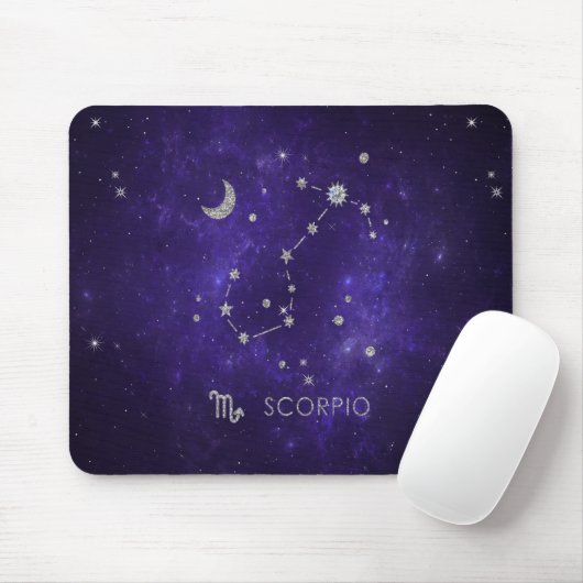 Zodiac Lila Scorpio | Kosmisches Astrologie Horosk Mousepad (Mit Mouse)