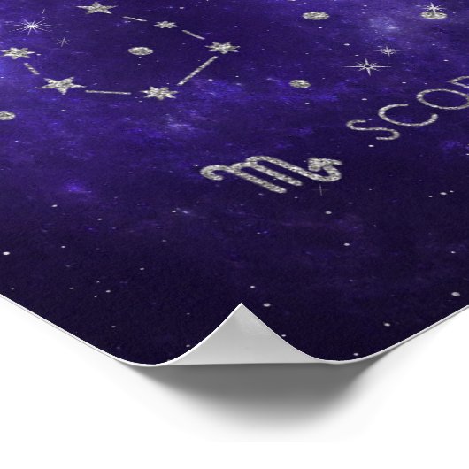 Zodiac Lila Scorpio | Kosmisches Astrologie Horosk Poster (Ecke)