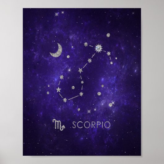 Zodiac Lila Scorpio | Kosmisches Astrologie Horosk Poster (Vorne)