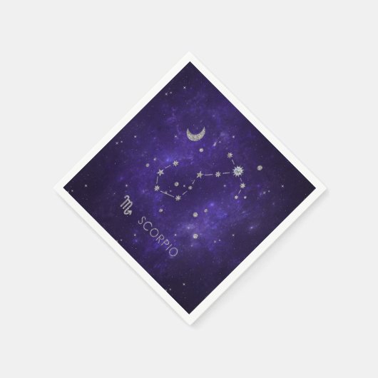 Zodiac Lila Scorpio | Kosmisches Astrologie Horosk Serviette (Ecke)