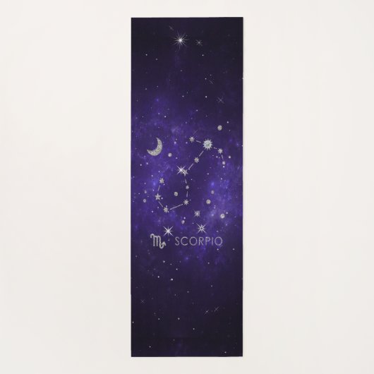 Zodiac Lila Scorpio | Kosmisches Astrologie Horosk Yogamatte (Rückseite)