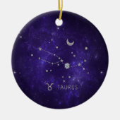 Zodiac Lila Taurus | Kosmisches Astrologie Horosko Keramik Ornament (Vorne)