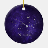 Zodiac Lila Taurus | Kosmisches Astrologie Horosko Keramik Ornament (Hinten)