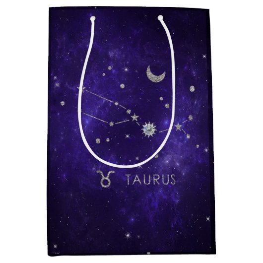 Zodiac Lila Taurus | Kosmisches Astrologie Horosko Mittlere Geschenktüte (Vorderseite)