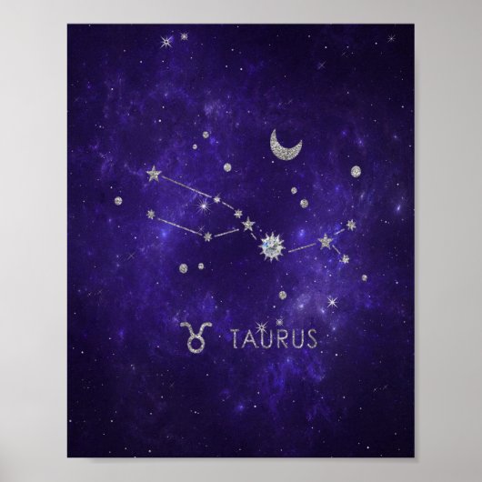 Zodiac Lila Taurus | Kosmisches Astrologie Horosko Poster (Vorne)