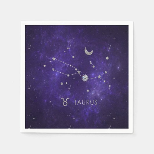 Zodiac Lila Taurus | Kosmisches Astrologie Horosko Serviette (Vorderseite)