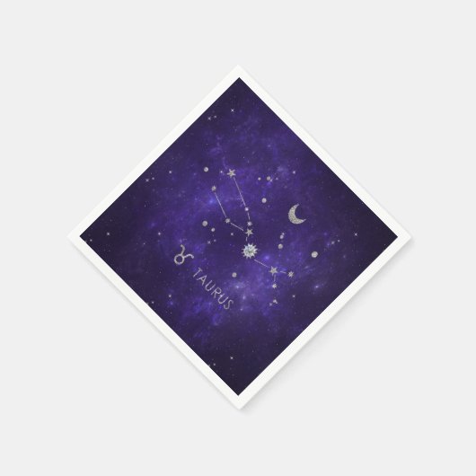 Zodiac Lila Taurus | Kosmisches Astrologie Horosko Serviette (Ecke)