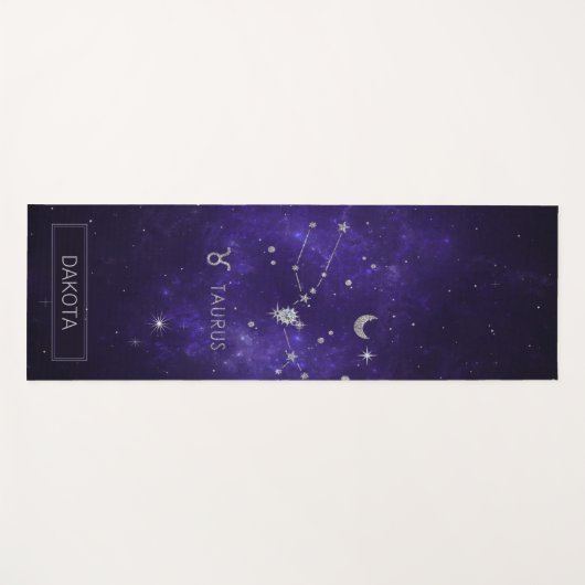 Zodiac Lila Taurus | Kosmisches Astrologie Horosko Yogamatte (Vorderseite (Horizontal))