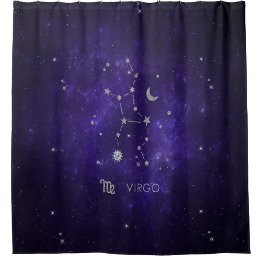 Zodiac Lila Virgo | Kosmisches Astrologie Horoskop Duschvorhang (Vorderseite)