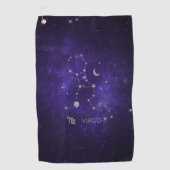 Zodiac Lila Virgo | Kosmisches Astrologie Horoskop Golfhandtuch (Vorderseite)