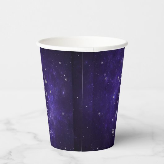 Zodiac Lila Virgo | Kosmisches Astrologie Horoskop Pappbecher (Rechts)