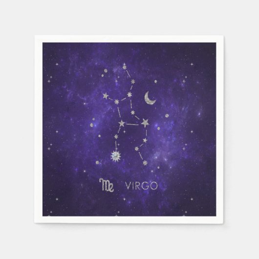 Zodiac Lila Virgo | Kosmisches Astrologie Horoskop Serviette (Vorderseite)