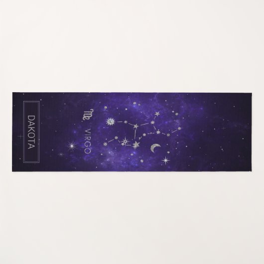 Zodiac Lila Virgo | Kosmisches Astrologie Horoskop Yogamatte (Vorderseite (Horizontal))
