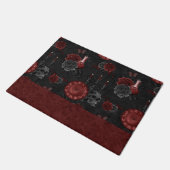 Zodiac Magic Crimson | Henna Red Gothic Skull Rose Fußmatte (Schrägansicht)