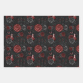 Zodiac Magic Crimson | Henna Red Gothic Skull Rose Geschenkpapier Set (Vorderseite)