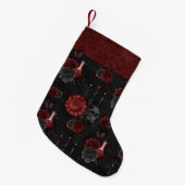 Zodiac Magic Crimson | Henna Red Gothic Skull Rose Kleiner Weihnachtsstrumpf (Vorderansicht (hängend))