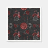 Zodiac Magic Crimson | Henna Red Gothic Skull Rose Serviette (Vorderseite)