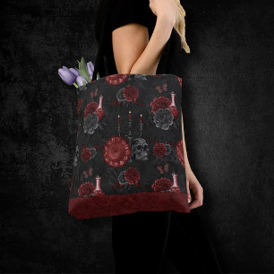 Zodiac Magic Crimson   Henna Red Gothic Skull Rose Tasche
