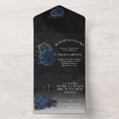 Zodiac Magic | Dark Navy Blue Gothull Rose All In One Einladung (Innen Boden)