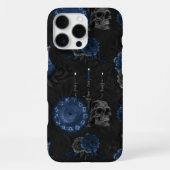 Zodiac Magic | Dark Navy Blue Gothull Rose iPhone Hülle (Rückseite)