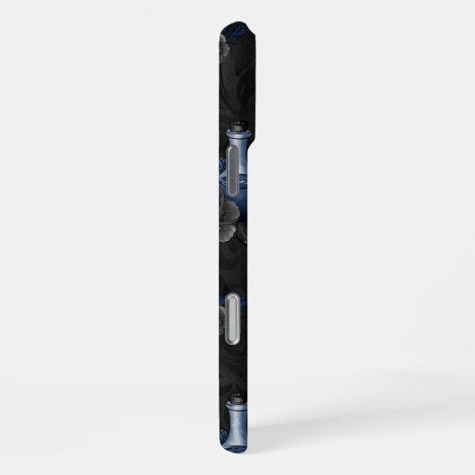 Zodiac Magic | Dark Navy Blue Gothull Rose iPhone Hülle (Rechte Seite)