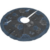 Zodiac Magic | Dark Navy Blue Gothull Rose Polyester Weihnachtsbaumdecke (Schrägansicht)