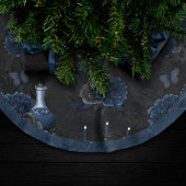 Zodiac Magic | Dark Navy Blue Gothull Rose Polyester Weihnachtsbaumdecke