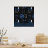Zodiac Magic | Dark Navy Blue Gothull Rose Poster (Küche)