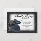 Zodiac Magic | Dark Navy Blue Gothull Rose RSVP Karte (Vorderseite)