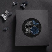 Zodiac Magic | Dark Navy Blue Gothull Rose Runder Aufkleber