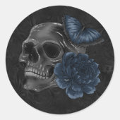 Zodiac Magic | Dark Navy Blue Gothull Rose Runder Aufkleber (Vorderseite)