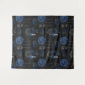 Zodiac Magic | Dark Navy Blue Gothull Rose Wandteppich (Vorderseite (Horizontal))