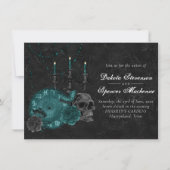 Zodiac Magic | Dunkelgrüne, Aquamarine Rose des Sc Einladung (Vorderseite)