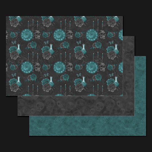 Zodiac Magic | Dunkelgrüne, Aquamarine Rose des Sc Geschenkpapier Set