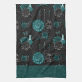 Zodiac Magic | Dunkelgrüne, Aquamarine Rose des Sc Geschirrtuch (Vertikal)